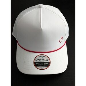 Imperial Golf Hat Snapback White Red Logo OSFM Trucker Rope Cap